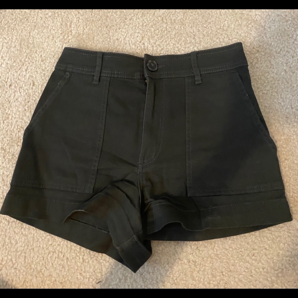 Green denim short shorts!
